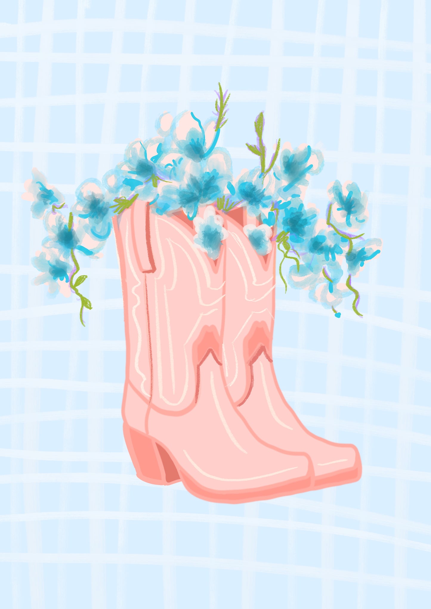 Cowgirl Boots with flowers Print