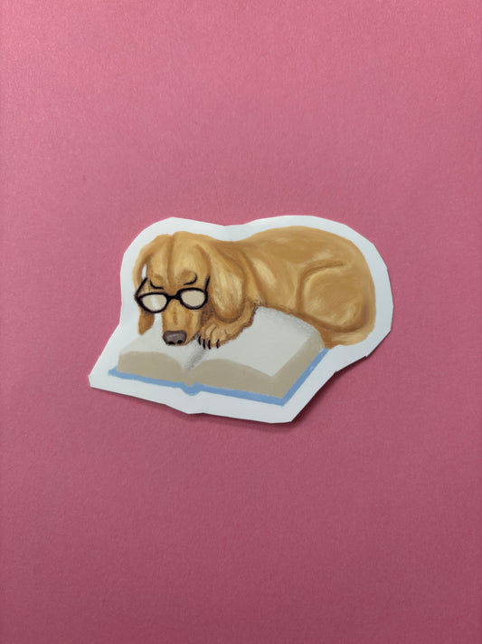 Dog reading Book Sticker