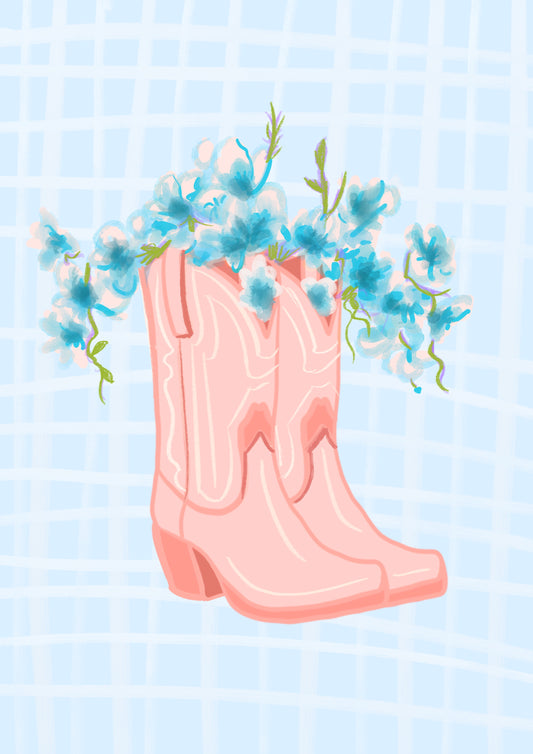Cowgirl Boots with flowers Print