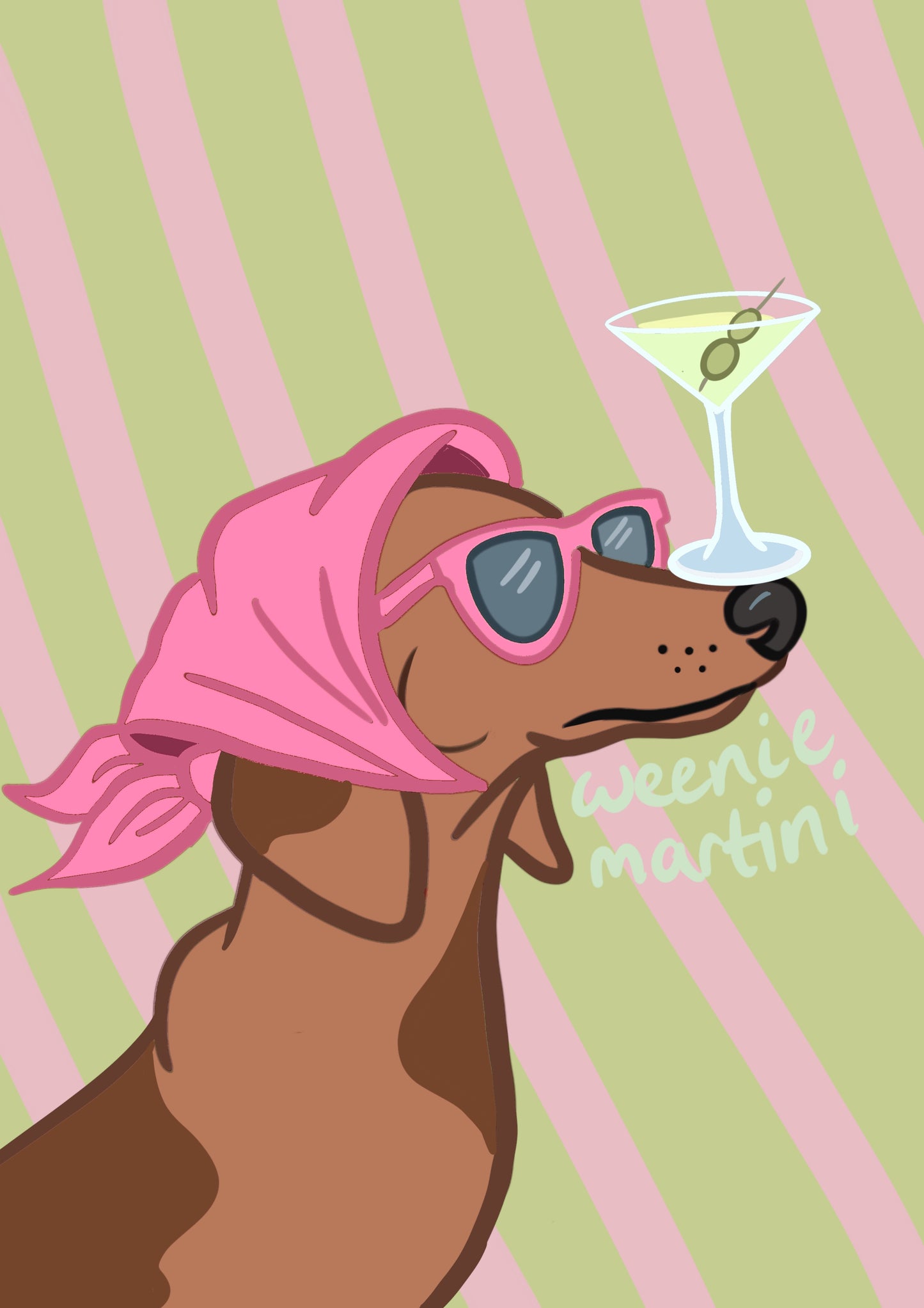 Weenie Martini Dog Print
