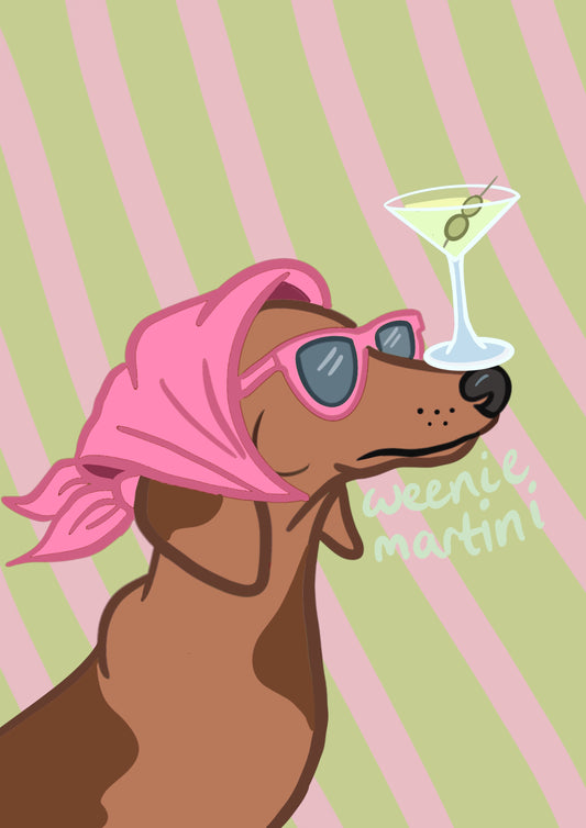 Weenie Martini Dog Print