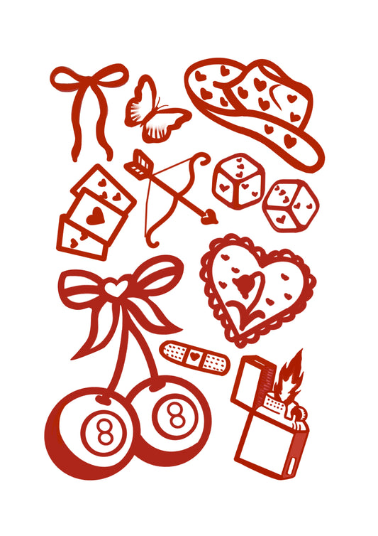 Cute Red Lucky Cowgirl Drawing Print