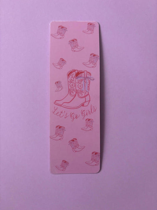 Lets Go Girls Cowgirl Boots Pink Bookmark