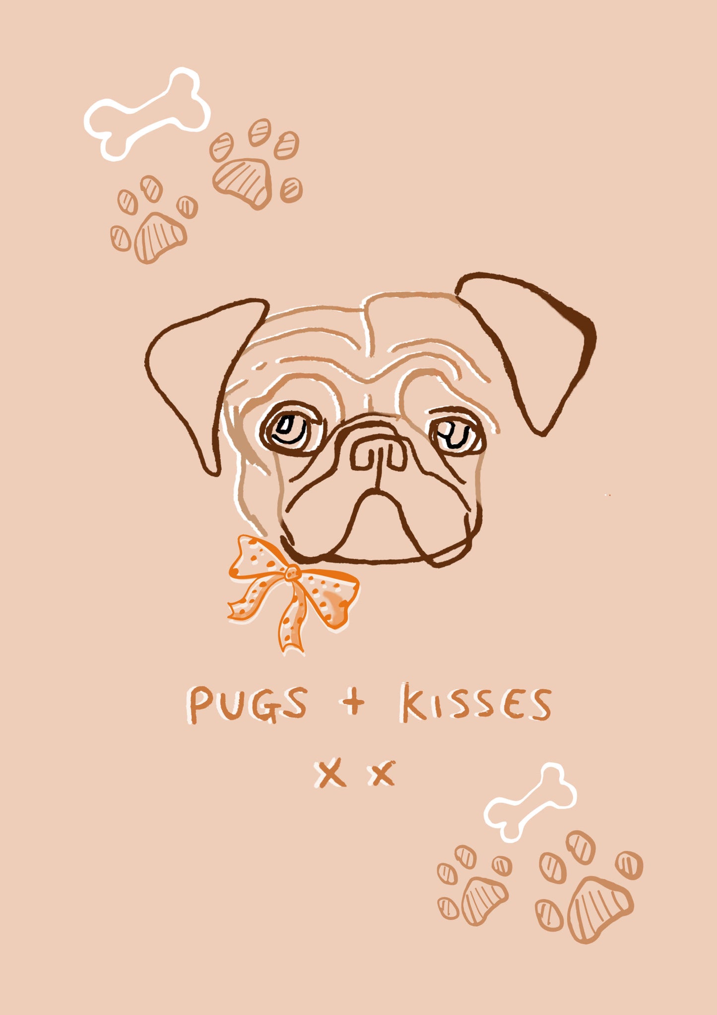 Pugs and Kisses Dog Print